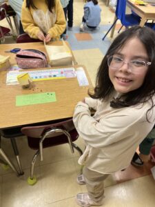 Girl doing project