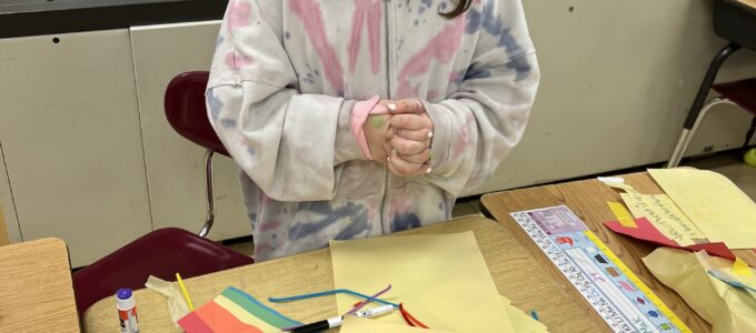 Girl doing project